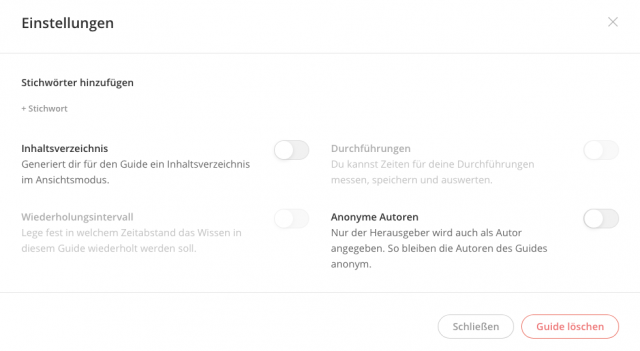 Wie lösche ich einen Guide?